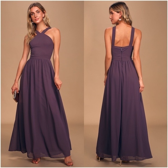 LULU’S Air Of Romance Dusty Purple Maxi Dress - Picture 1 of 4